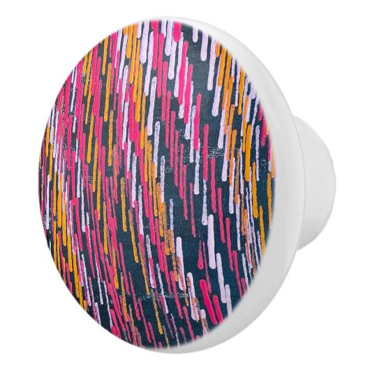 Retro bright colorful lines dashes セラミックノブ (右)