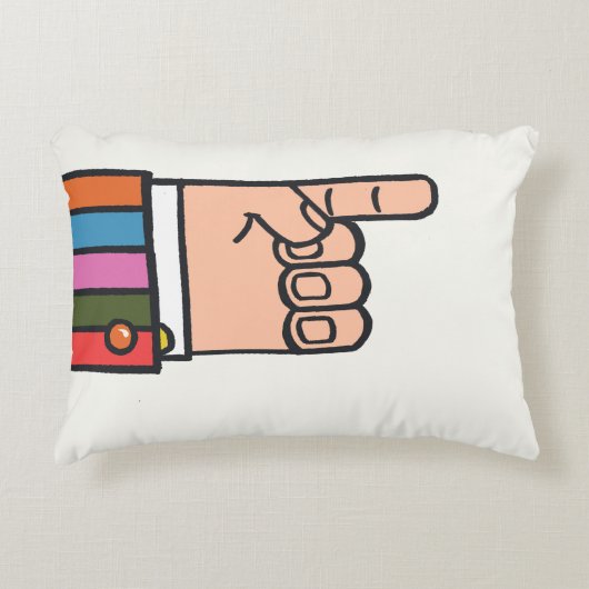 Retro Bright Fun Pointing Hand Pillow アクセントクッション (正面)