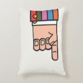 Retro Bright Fun Pointing Hand Pillow アクセントクッション (正面(垂直))