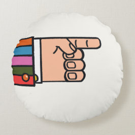 Retro Bright Fun Pointing Hand Round Pillow ラウンドクッション