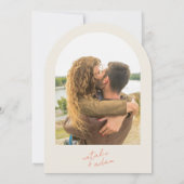 Retro Bright Orange Whimsical Photo Arched Wedding 招待状 (裏面)