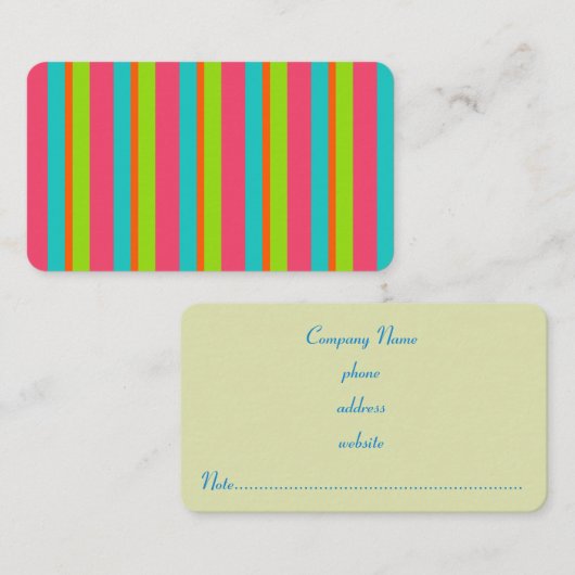 Retro Bright Stripes Business Card 名刺 (正面/裏面)