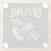 Retro Broken Satellite "OFFLINE" Space Art ガラスコースター (裏面)