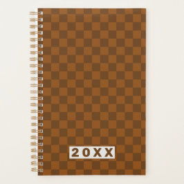 Retro Brown Checkerboard 2026 プランナー手帳