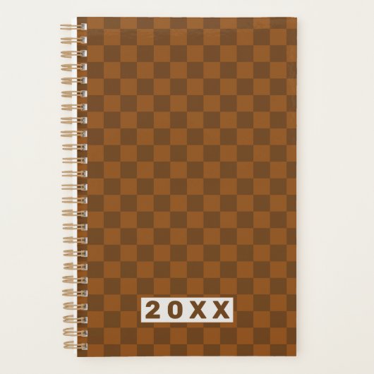 Retro Brown Checkerboard 2026 プランナー手帳 (正面)
