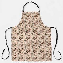 Retro Brown Dot Pattern All-Over Print Apron エプロン