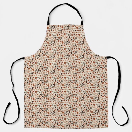 Retro Brown Dot Pattern All-Over Print Apron エプロン (正面)