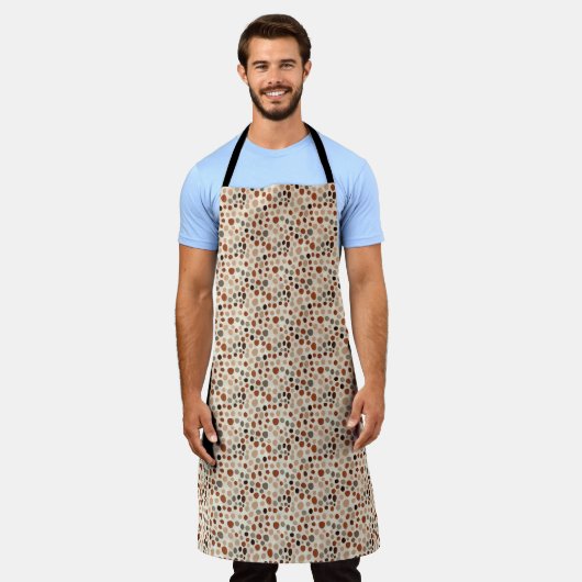 Retro Brown Dot Pattern All-Over Print Apron エプロン (着用した状態)