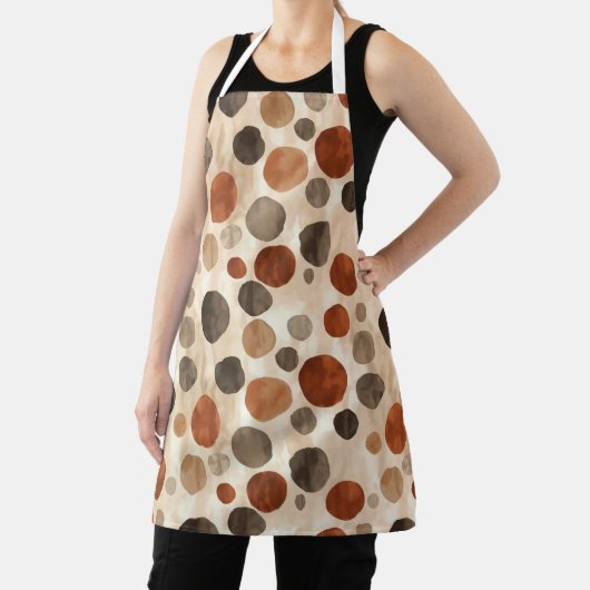 Retro Brown Dot Pattern All-Over Print Apron エプロン (インサイチュ)