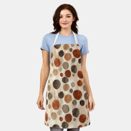 Retro Brown Dot Pattern All-Over Print Apron エプロン