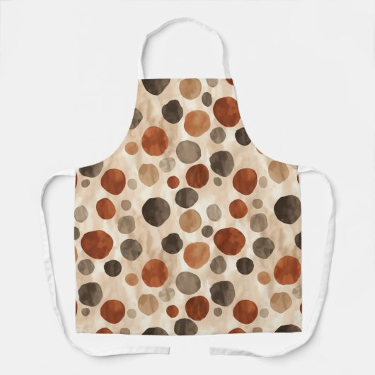Retro Brown Dot Pattern All-Over Print Apron エプロン (正面)