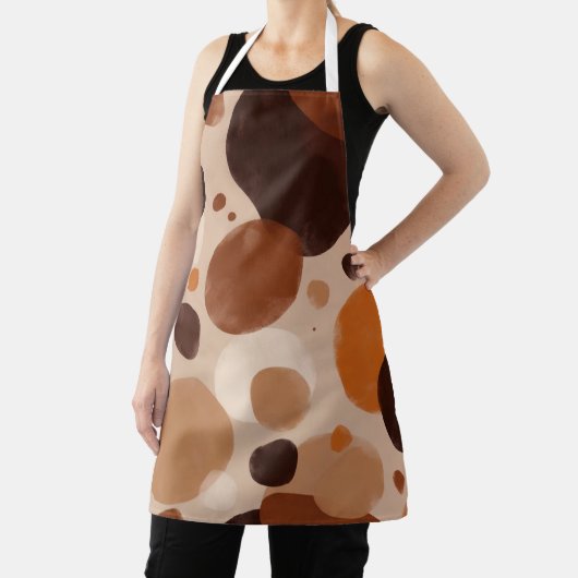 Retro Brown Dot Pattern All-Over Print Apron エプロン (インサイチュ)