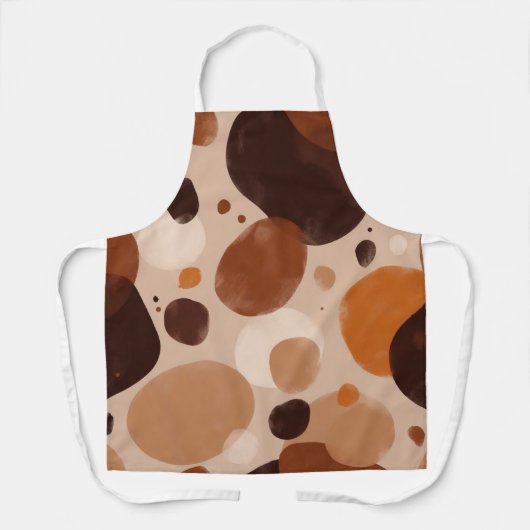 Retro Brown Dot Pattern All-Over Print Apron エプロン (正面)