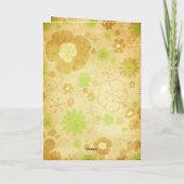 Retro Brown Green Mod Floral Birthday Card カード (裏面)