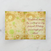 Retro Brown Green Mod Floral Birthday Card カード (内部)