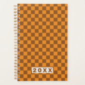 Retro Brown Orange Checkerboard 2026 プランナー手帳 (正面)