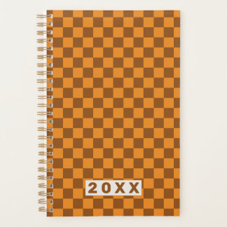 Retro Brown Orange Checkerboard 2026 プランナー手帳