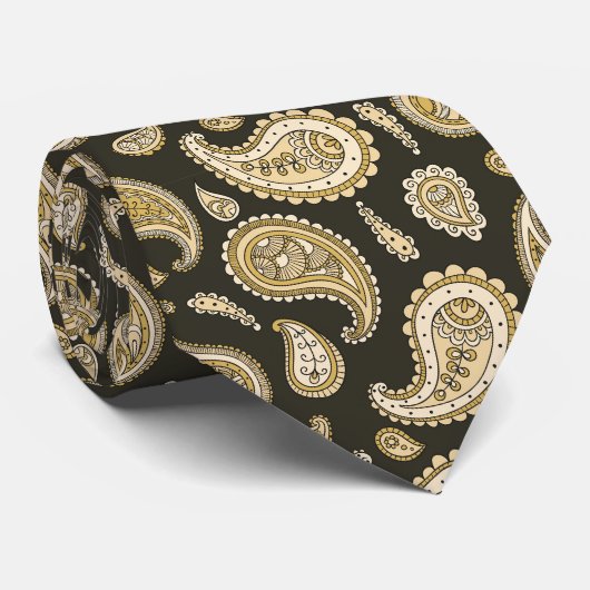 Retro Brown Paisley Pattern. ネクタイ (ロール)