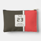 Retro Brown Red Racing Vertical Stripes アクセサリーポーチ (裏面)