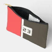 Retro Brown Red Racing Vertical Stripes アクセサリーポーチ (見開き)