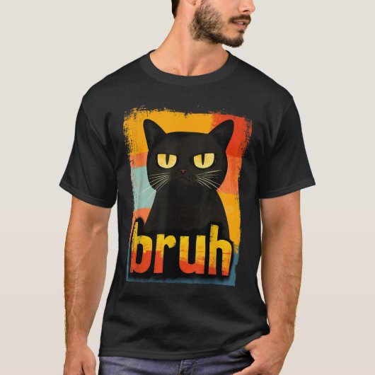 Retro Bruh Cat Funny Meme Design Tシャツ (正面)