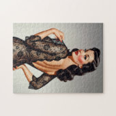 Retro Brunette Pin-up Girl 50's Glamour Style ジグソーパズル (横)