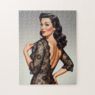 Retro Brunette Pin-up Girl 50's Glamour Style ジグソーパズル