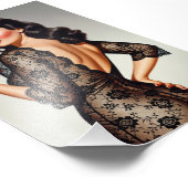 Retro Brunette Pin-up Girl 50's Glamour Style フォトプリント (角)