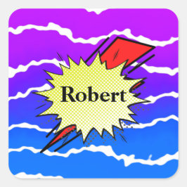 Retro bubble color comic スクエアシール