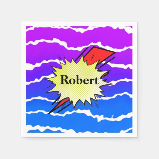 Retro bubble color comic スタンダードカクテルナプキン (正面)