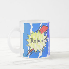 Retro bubble color comic フロストグラスマグカップ