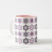 Retro Bubble Flowers (pink and gray)  Pattern ツートーンマグカップ (正面左)
