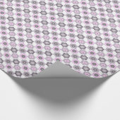 Retro Bubble Flowers (Pink and Grey) Pattern ラッピングペーパー (角)