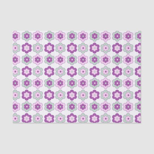 Retro Bubble Flowers (purple and green) Pattern 薄葉紙 (正面)