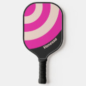 Retro Bubblegum Circle Stripe with Name ピックルボールラケット (裏面)