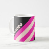 Retro Bubblegum Stripes with Name コーヒーマグカップ (正面左)