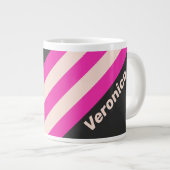 Retro Bubblegum Stripes with Name ジャンボコーヒーマグカップ (正面右)