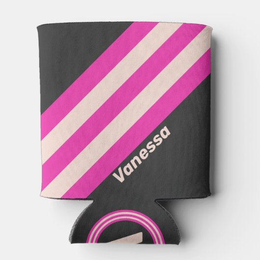 Retro Bubblegum Stripes with Name 缶クーラー (裏面)