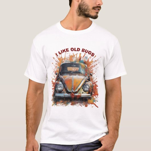 Retro Bug – Vintage Car Splash Art Tシャツ (正面)