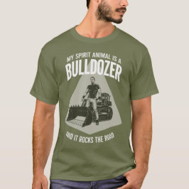 Retro Bulldozer Driver Silhouette Minimalist Green Tシャツ