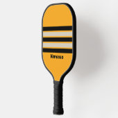 Retro Bumblebee Buzz Across Striping with Name ピックルボールラケット (左)