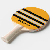 Retro Bumblebee Buzz Across Striping with Name 卓球ラケット (正面アングル)