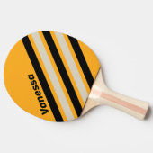 Retro Bumblebee Buzz Angled Striping with Name 卓球ラケット (横)