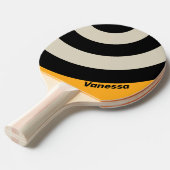 Retro Bumblebee Buzz Circle Stripe with Name 卓球ラケット (正面アングル)