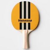 Retro Bumblebee Buzz Pin Stripes with Name 卓球ラケット (裏面)