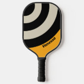 Retro Bumblebee Circle Stripe Striping with Name ピックルボールラケット (裏面)