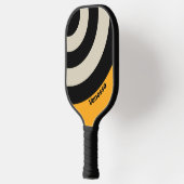 Retro Bumblebee Circle Stripe Striping with Name ピックルボールラケット (左)