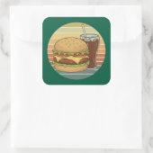 Retro burger and cola. スクエアシール (バッグ)
