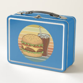 Retro burger and cola. メタルランチボックス