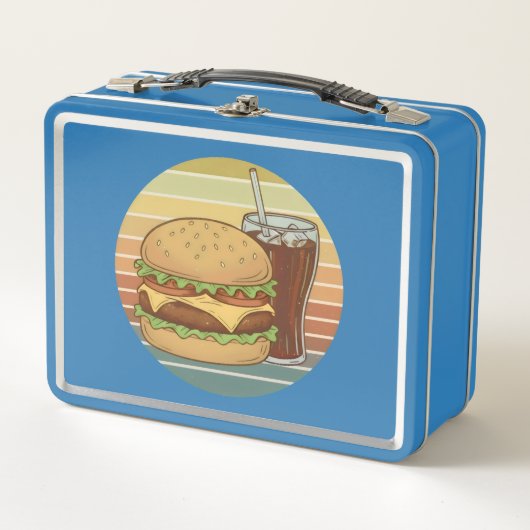 Retro burger and cola. メタルランチボックス (正面)